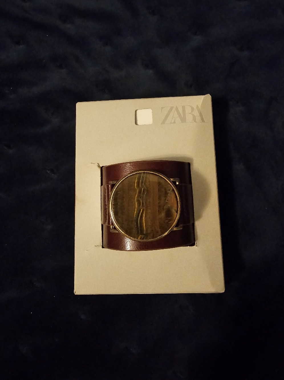 Zara Burgundy Cuff Bracelet with Gold-Tone Case